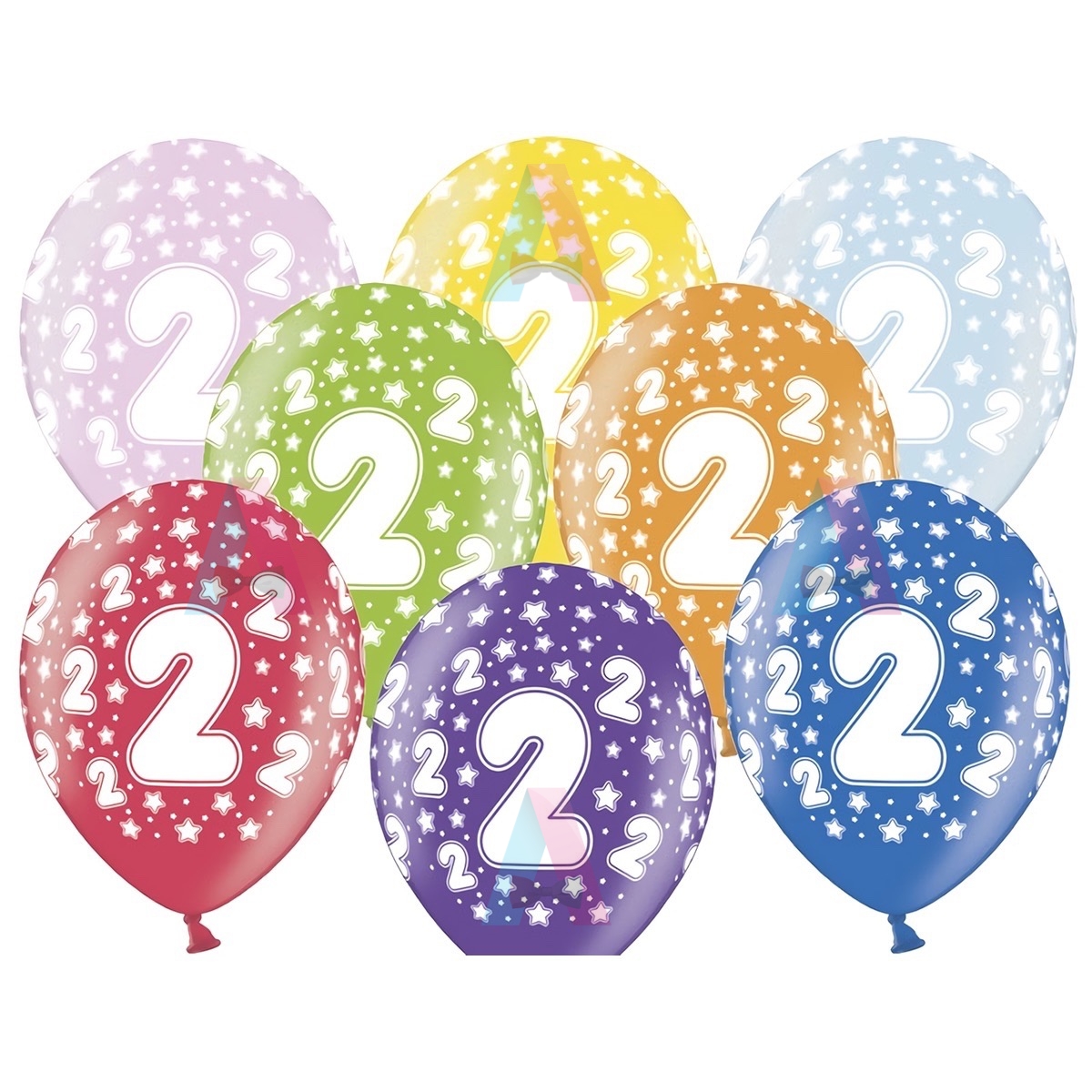 Balony 2nd Birthday, Metallic Mix, 30 cm - 5 szt.